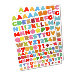 GOMMETTE ALPHABET, COULEURS VIVES ASSORT